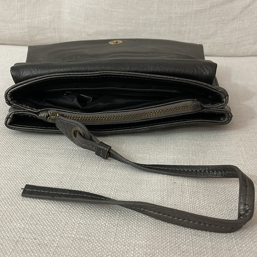 Vintage clutch bag, grey and black, 3 compartments - Picture 5 of 8